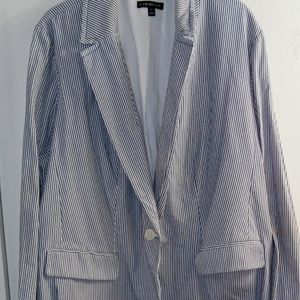 Lane Bryant Women Vertical Strip Blazer